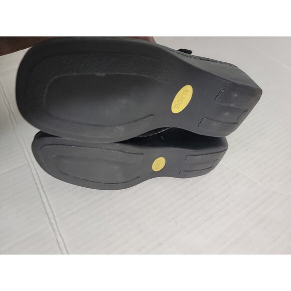 BORN Womens SZ 8 Chunky Platform Mules Black Leather Slip On Clog Shoes - Picture 10 of 10